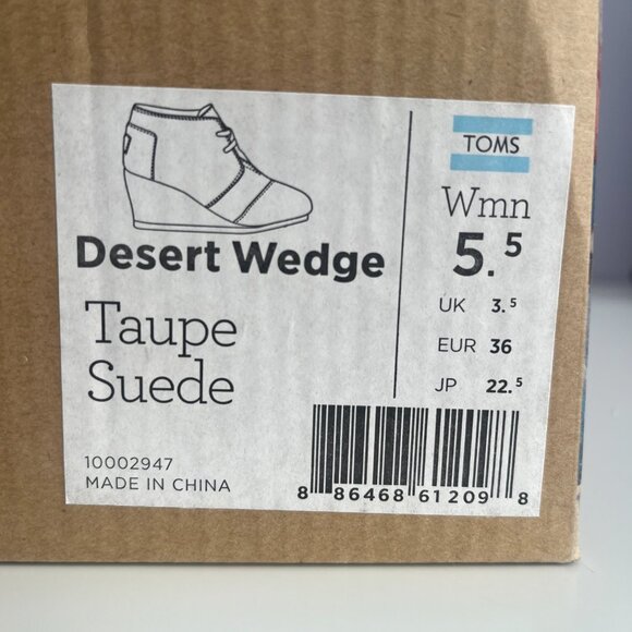 TOMS Desert Wedge Ankle Booties Taupe Suede Size 5.5 - Picture 10 of 10
